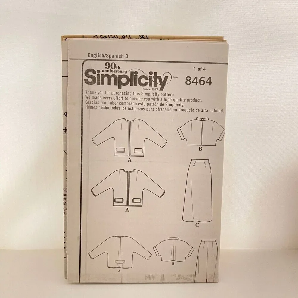 #8464 Simplicity Misses Vintage Skirt and Lined Jacket Sewing Pattern Size 6-14